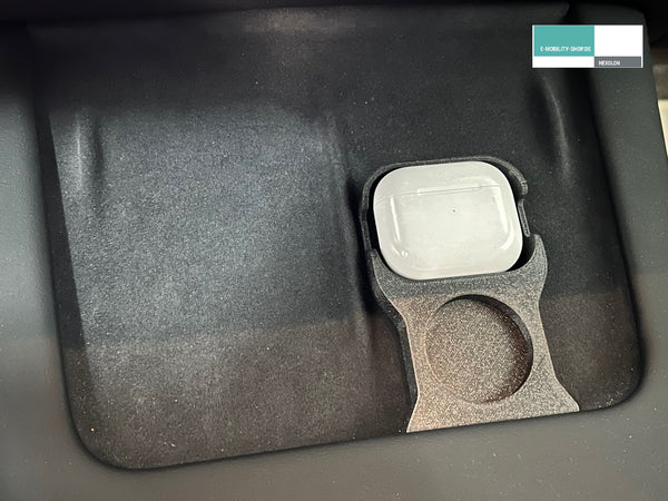 AirPods holder for the inductive charging cradle in the Tesla with OOONO mounting option