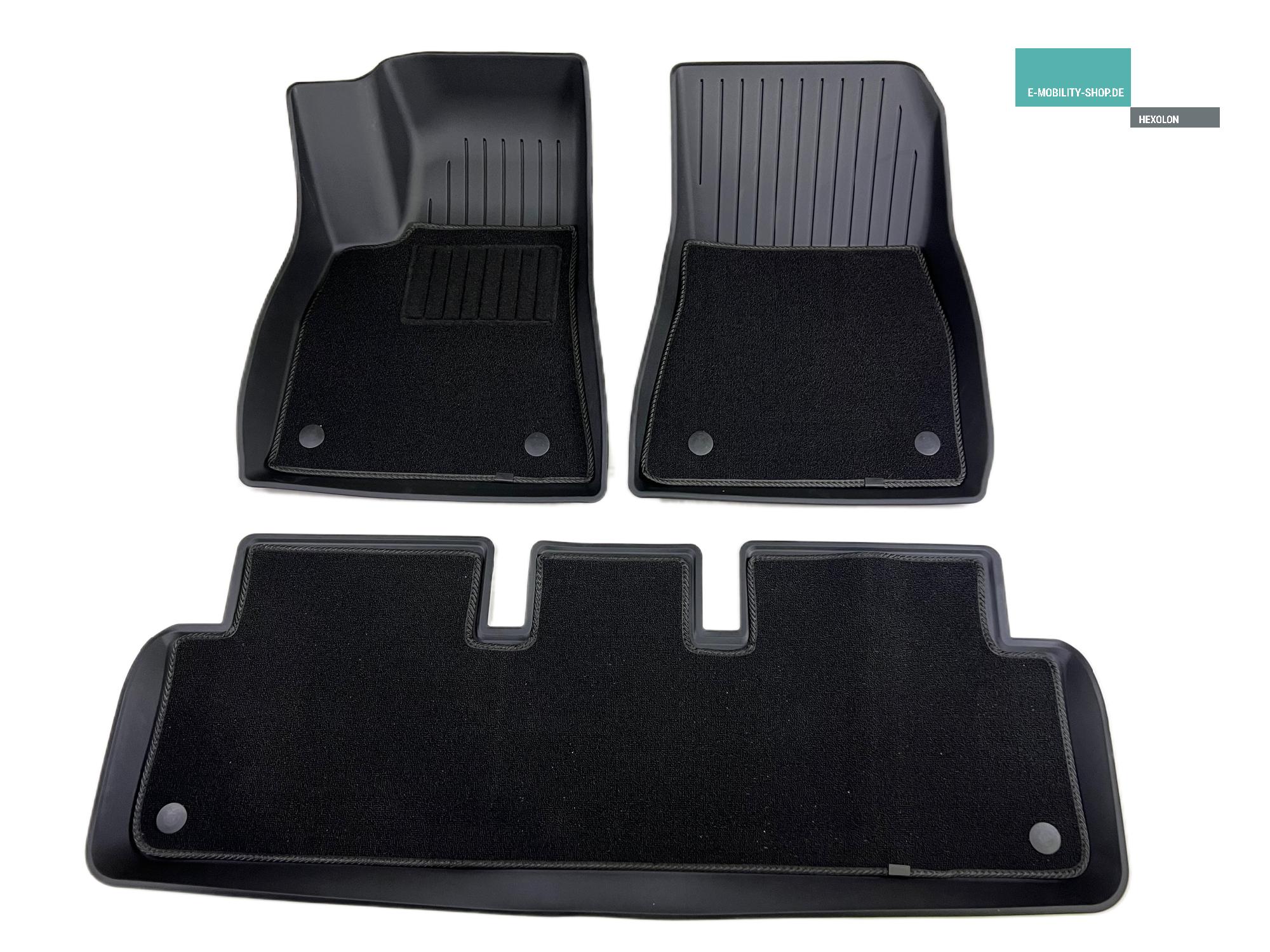 Tesla Model Y luxury floor mat set, 6 pieces - rubber mat with velor cover