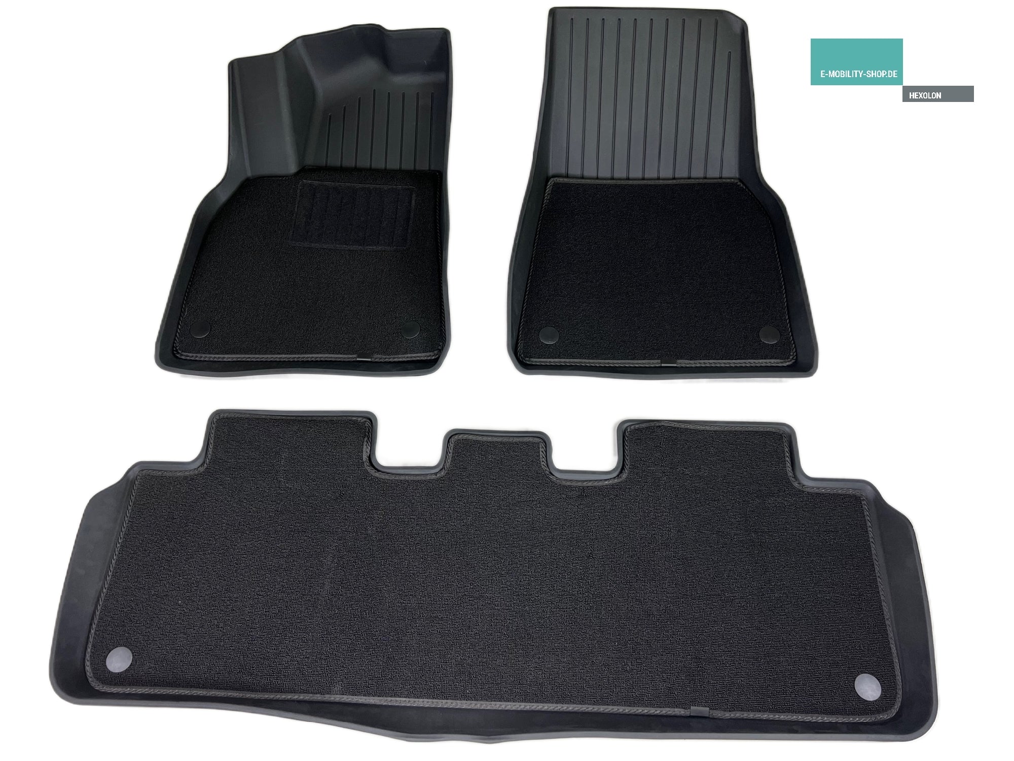 Tesla Model Y luxury floor mat set, 6 pieces - rubber mat with velor c –  E-Mobility Shop