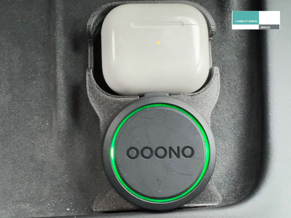 AirPods holder for the inductive charging cradle in the Tesla with OOONO mounting option