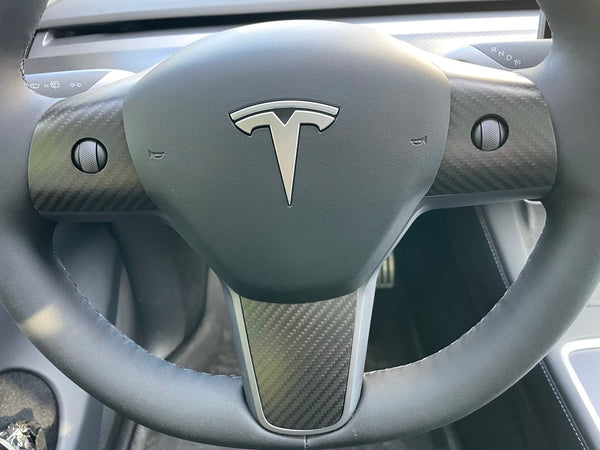 Tesla Model 3 and Y real carbon steering wheel cover - 3-piece set