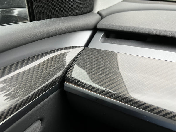 Echt-Carbon Dashboard-Leiste und Seitenteile Türverkleidung Hochglanz für Tesla Model 3 und Y, E-Mobility Shop
