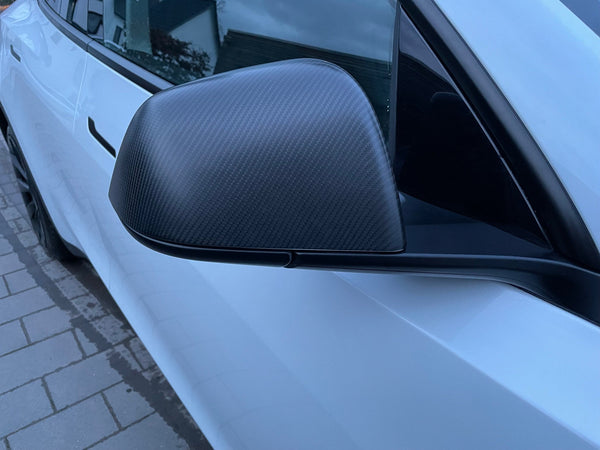 Tesla Model 3 Real carbon mirror covers - matt
