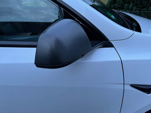 Tesla Model Y real carbon mirror covers - matt