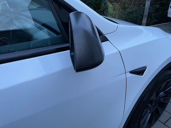 Tesla Model Y real carbon mirror covers - matt