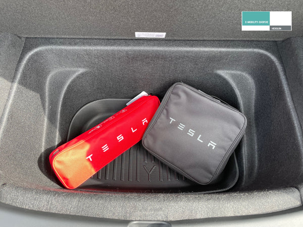 Tesla Model Y cable compartment all-weather protective mat - stripe design - Tool Box Mat