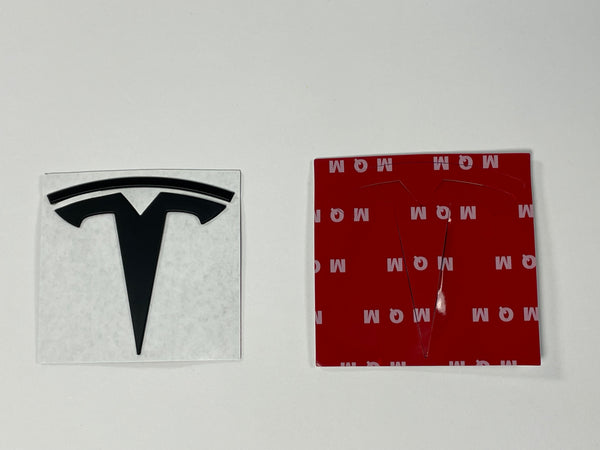 Tesla Model Y T-Logo metal - 2-piece set for exchange - black matt