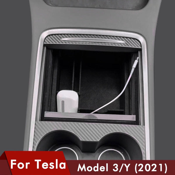 Organizer box with charging cable feedthrough - Tesla Model 3 / Y