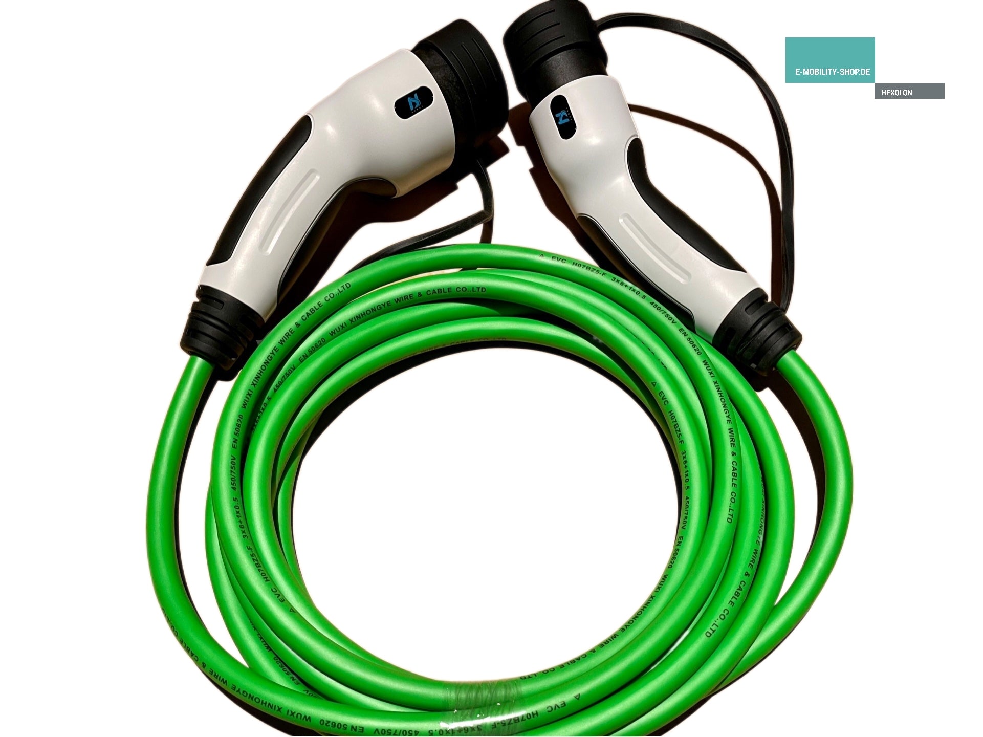 7.5 meter charging cable for electric cars 32A 3-phase, 22kW, type