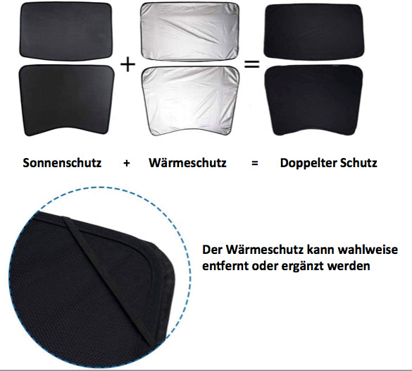 Tesla Model 3 sunshade elements 4-piece set - for all M3 except 2021 US production