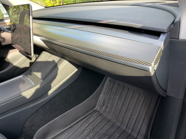 Echt-Carbon Dashboard-Leiste und Seitenteile Türverkleidung Matt für Tesla Model 3 und Y, E-Mobility Shop